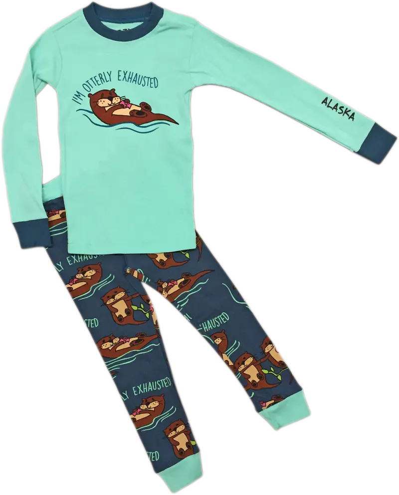 Playful Otter-Print Kids' Pajama Set – Alaska Inspired 1