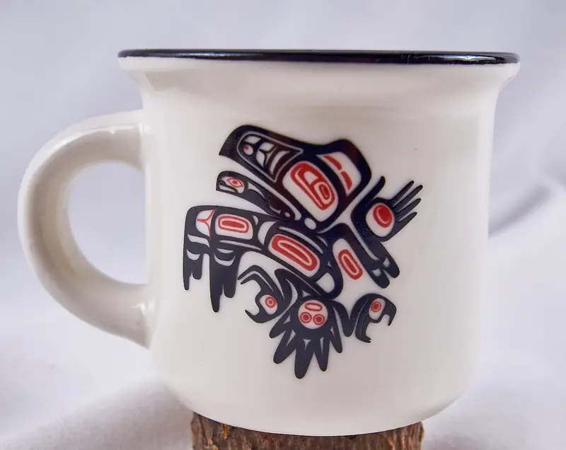 Raven Totemic Mini Coffee Mug – 3 Oz Handheld Ceramic Cup 1