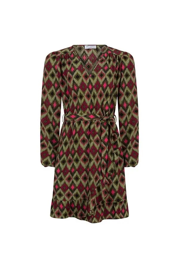 Rayne Printed Midi Dress In Green 1