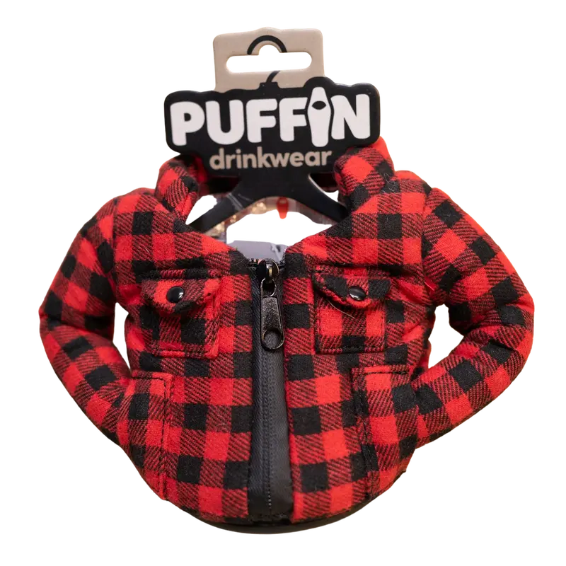 Red Lumberjack-Style Beverage Insulator Jacket 1