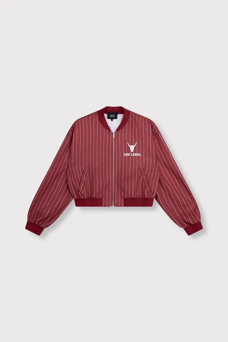 Red Pinstripe Cropped Training Jacket 1