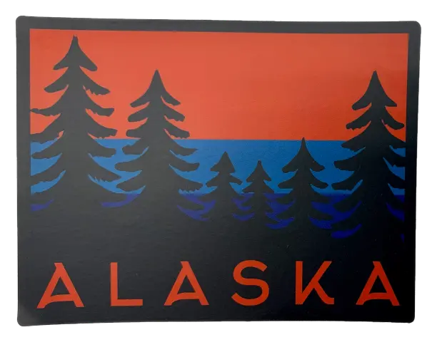 Retro Alaska Forest Trees Sticker – Vintage-Inspired Design 1
