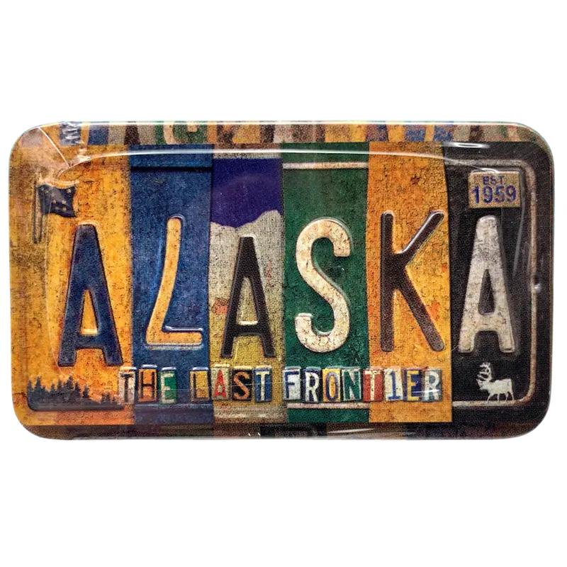 Retro-Style Alaska License Plate Tin Candy Container 1