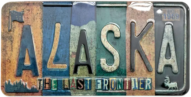 Retro-Style License Plate Magnet: Vintage Strips Design 1