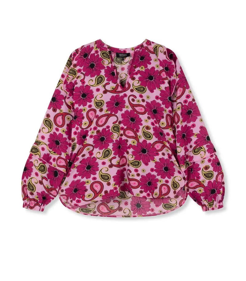 Roma Women’S Woven Raglan-Sleeve Blouse – Purple Floral Print 1