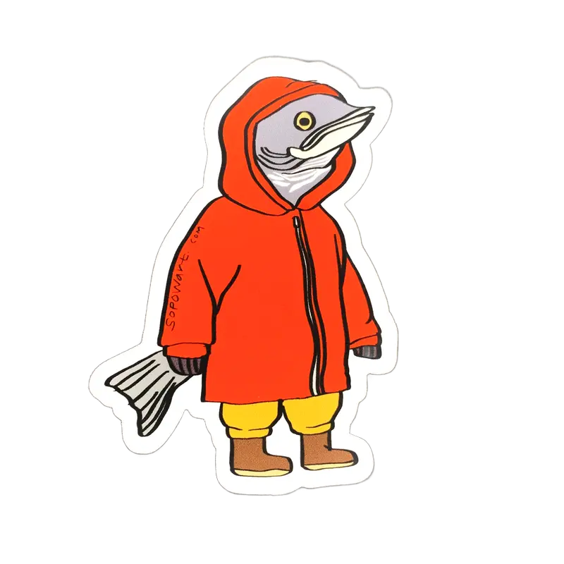 Rudy Rain Gear Fishing-Themed Vinyl Sticker 1