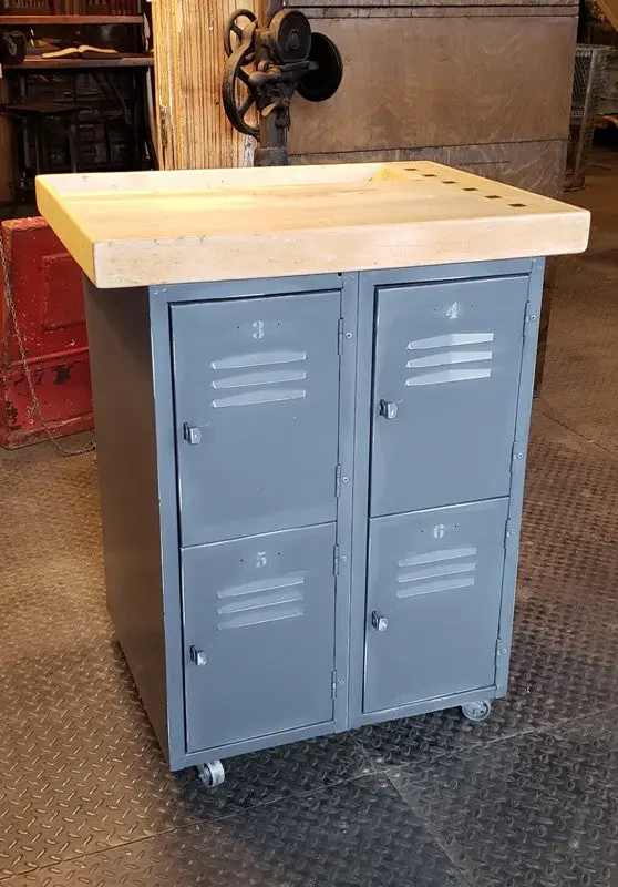 Rustic Butcher Block Kitchen Island With Storage And Workbench Functionality 1