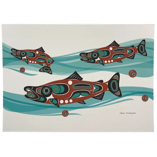 Salmon Run Totemic Art Greeting Card 1