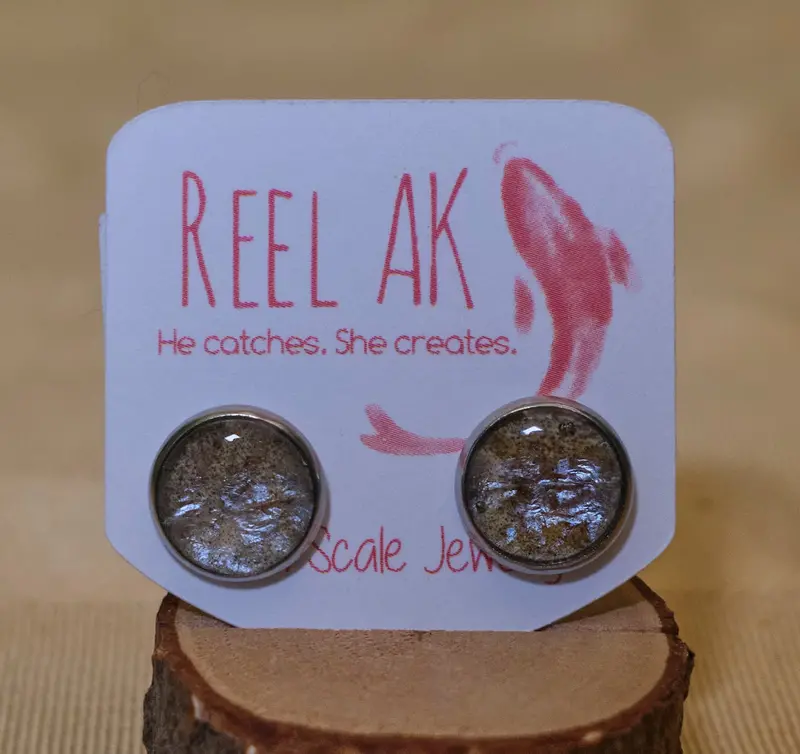 Salmon-Scale Sterling Silver Stud Earrings 1