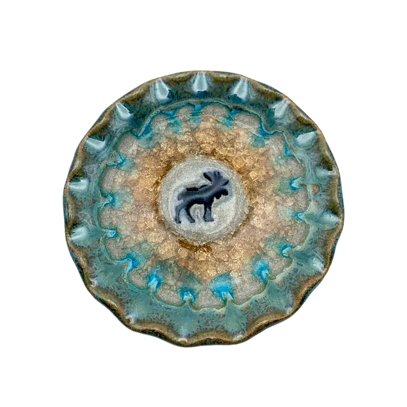 Scalloped Moose Round Ceramic Dish (4 Inches) 1