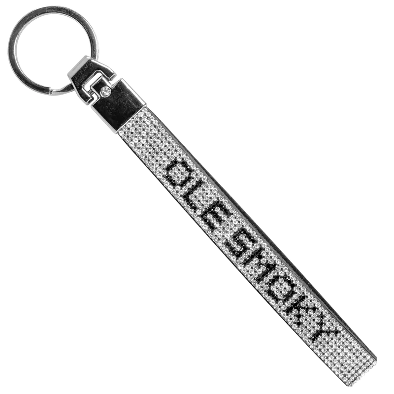 Silver Rhinestone Embellished Wristlet Keychain 1