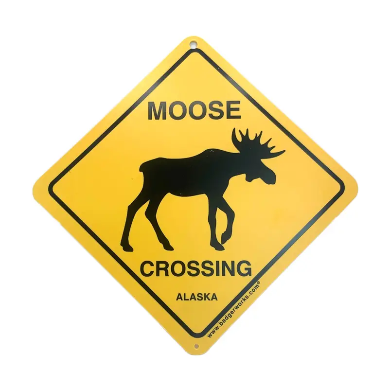 Small Moose Crossing Alaska Road Sign – Rustic Indoor/Outdoor Decor 1