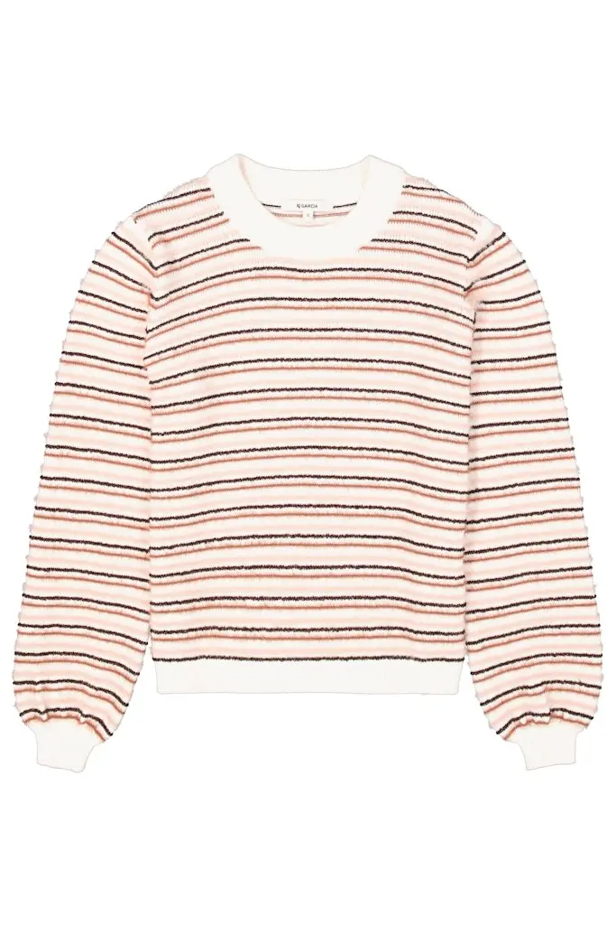 Striped Knit Sweater – Ecru Pattern 1