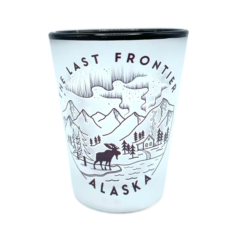 The Last Frontier Frosted Line Art Shot Glass 1