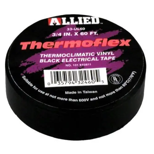 Thermoclimatic Black Vinyl Electric Insulation Tape – 60 Ft × 3/4 In 1