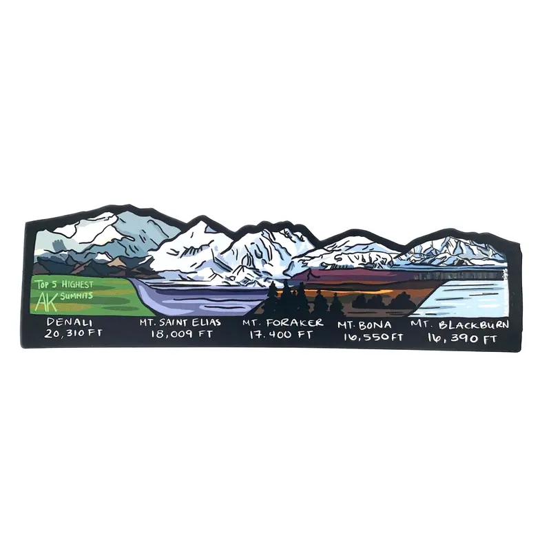 Top Five Alaskan Peaks Illustrated Sticker 1