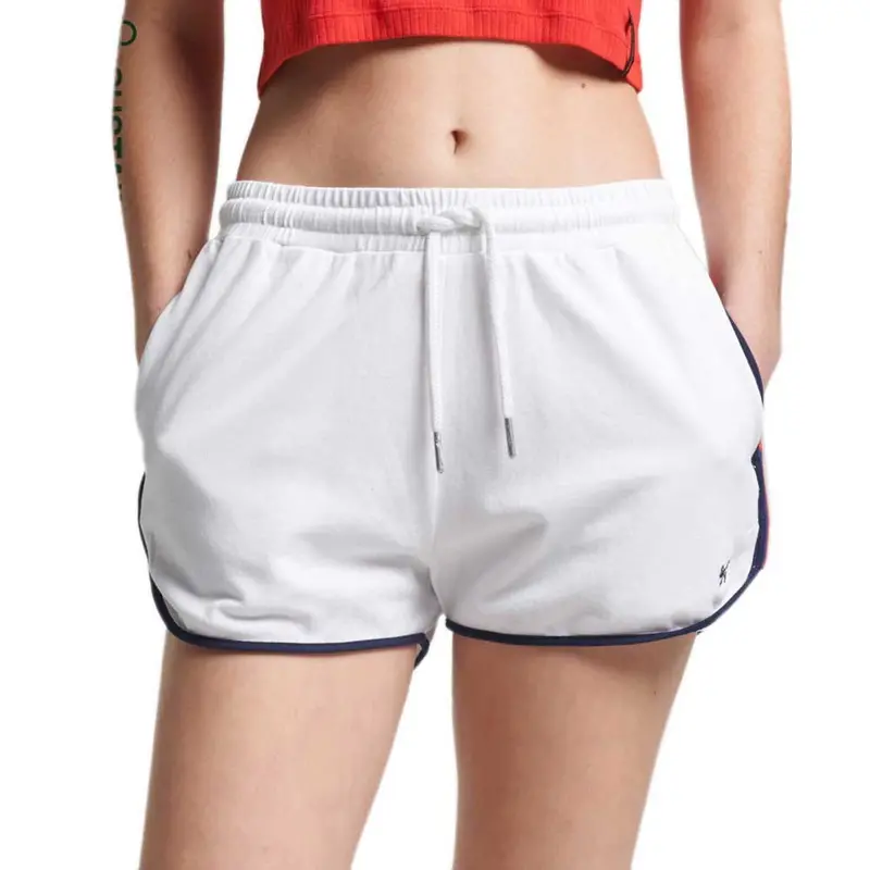 Vintage-Inspired Striped Racer Shorts In White 1