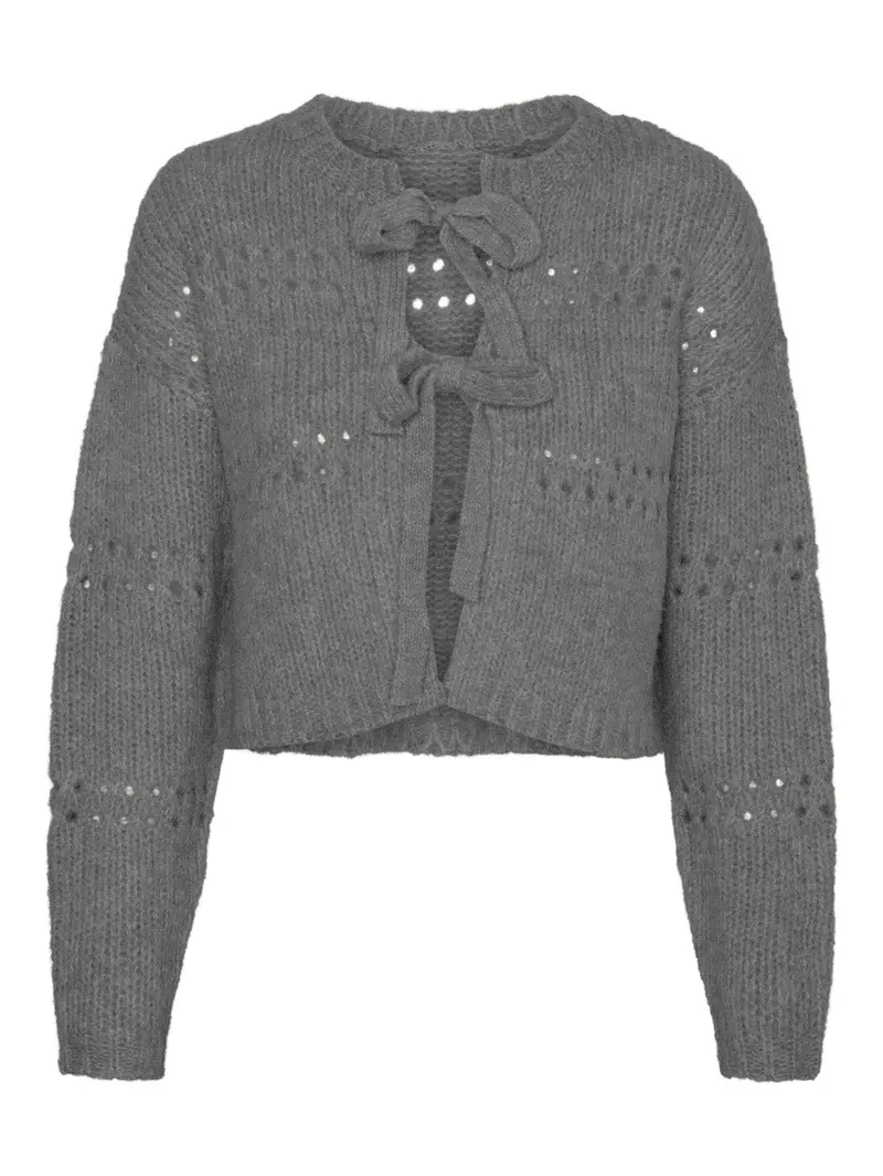 Vmadelina Short Two-Way Cardigan In Heather Grey 1
