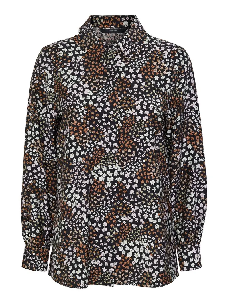 Vmanea Women'S Long-Sleeve Woven Shirt In Black Patterned Fabric 1