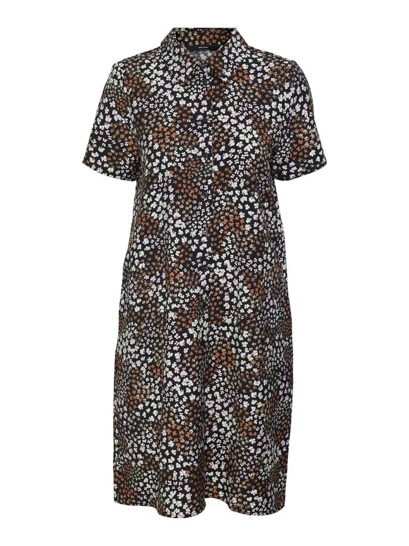 Vmanea Women'S Short-Sleeve Woven Shirtdress In Black Patterned Fabric 1