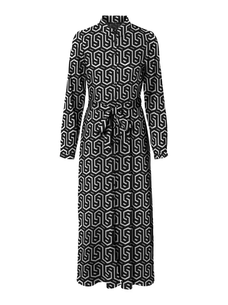 Vmcifa Long Sleeve Black Patterned Shirt Dress 1