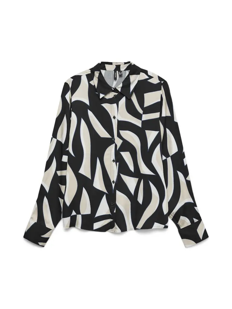 Vmcindy Black Patterned Long-Sleeve Woven Shirt – Regina Cut 1