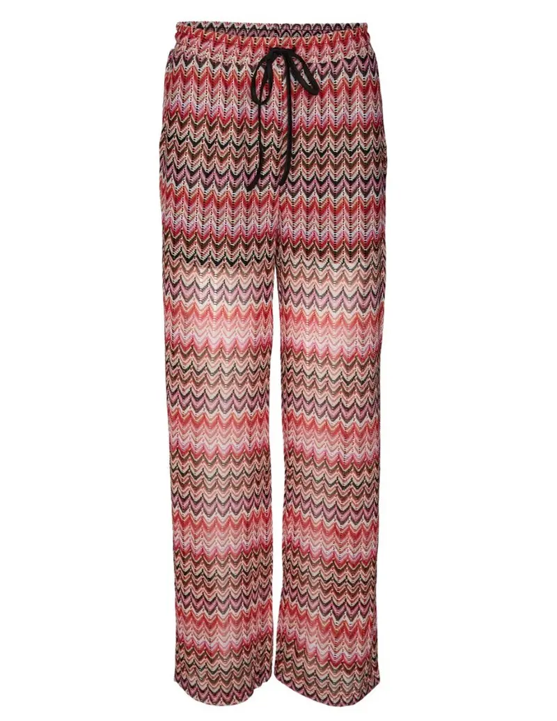 Vmdicte High-Waisted Wide-Leg Pants With Floral Print In Red 1