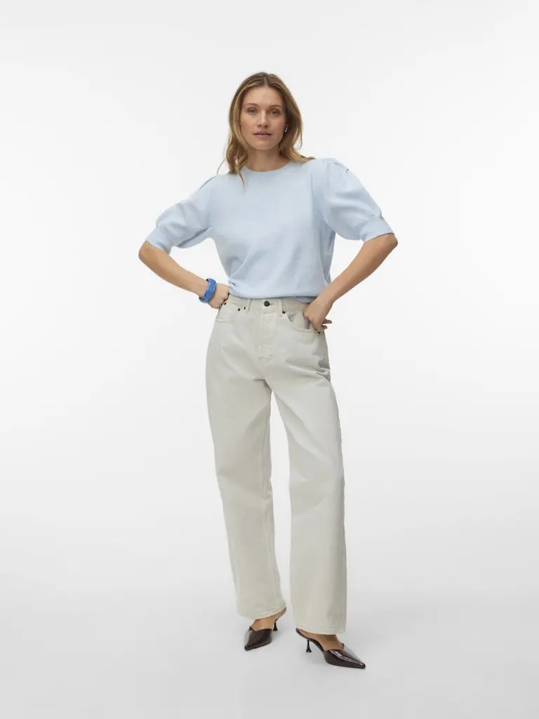 Vmdoffy Light Blue O-Neck 2/4-Length Pullover 1