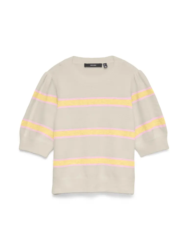 Vmdoffy Textured Half-Sleeve Pullover In Neutral Ecru 1