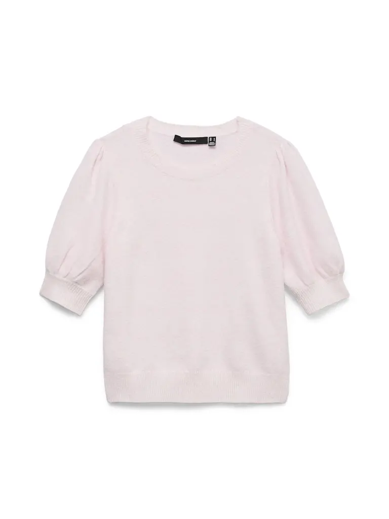 Vmdoffy Three-Quarter Sleeve Crewneck Pullover In Light Pink 1