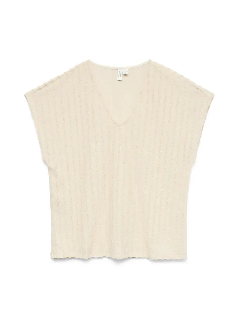 Vmgloriana Short-Sleeve V-Neck Top In Beige 1