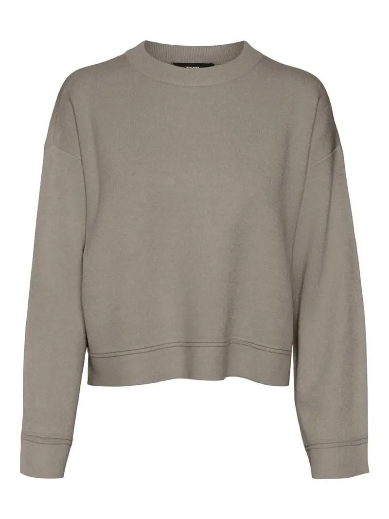 Vmgold Taupe Long-Sleeve Ribbed Pullover With Piping 1