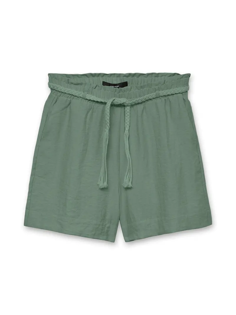 Vmheaven High-Waisted Belted Shorts With Geometric Pattern – Green 1