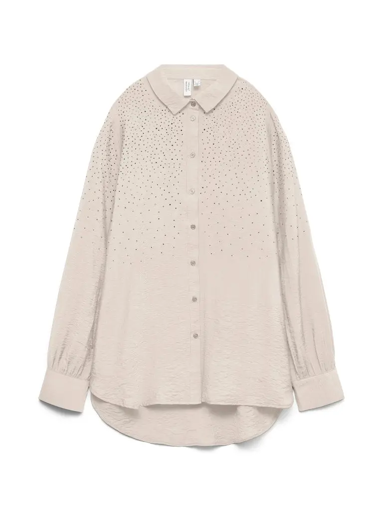 Vmherdis Long-Sleeve Woven Button-Up Shirt In Navy 1