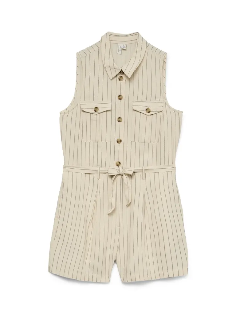 Vmjosephine Ecru Printed Woven Long-Sleeve Playsuit 1