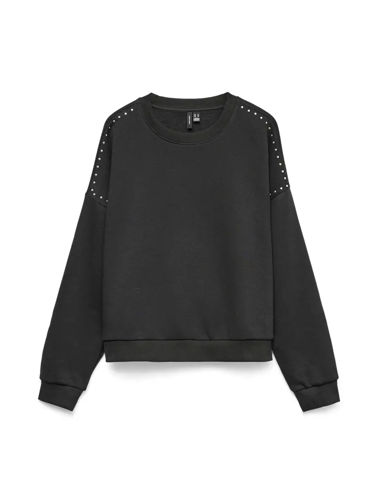 Vmlotte Bordeaux-Trimmed Black Long-Sleeve Boxy Sweatshirt 1