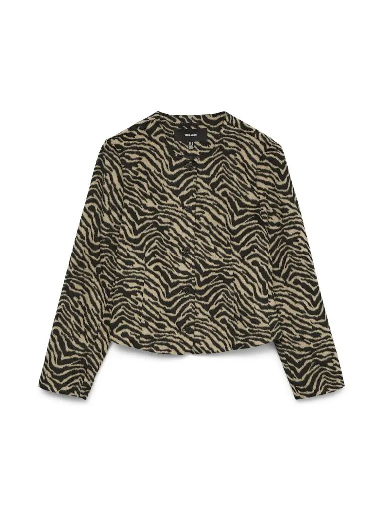 Vmmalawi Short Contrast-Trimmed Jacket In Brown Print 1