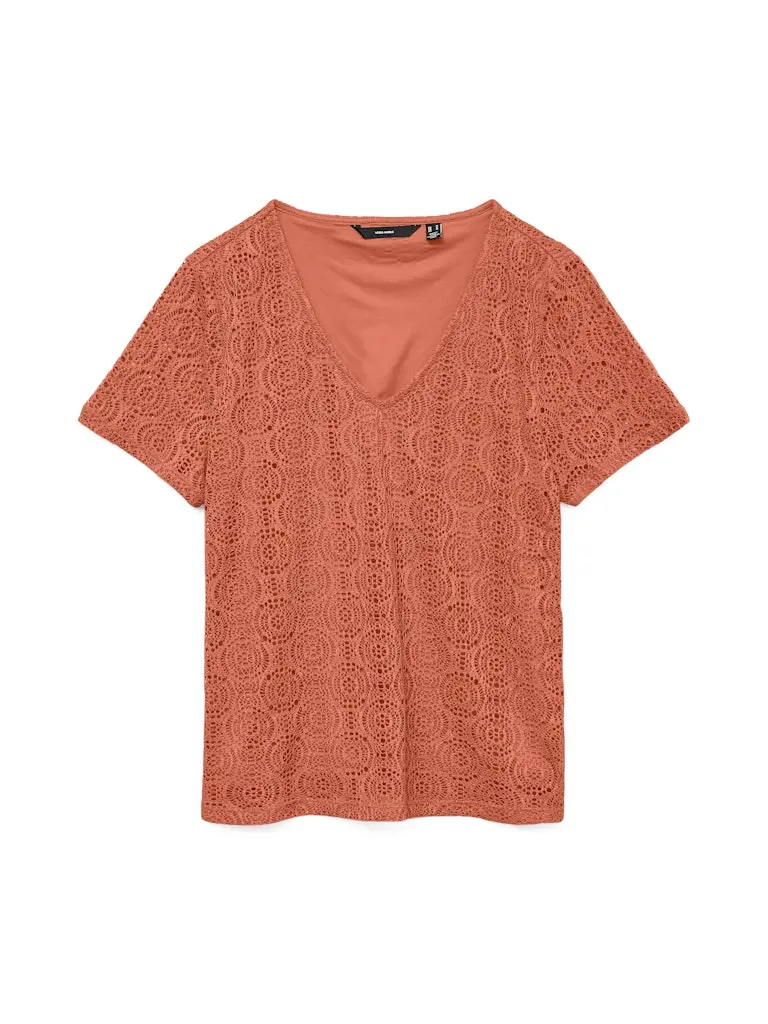 Vmmaya Short-Sleeve V-Neck Top For Juniors In Orange 1