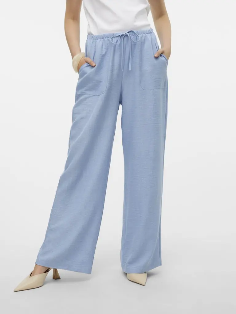 Vmmelaney High-Waisted Loose-Fit Pants – Light Blue 1