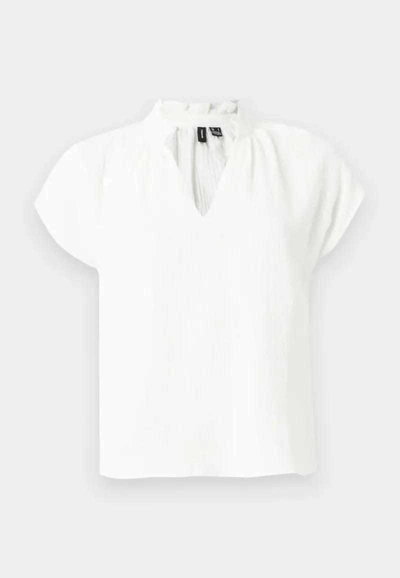 Vmnatali V-Neck Short-Sleeve Top In Off-White Woven Fabric 1