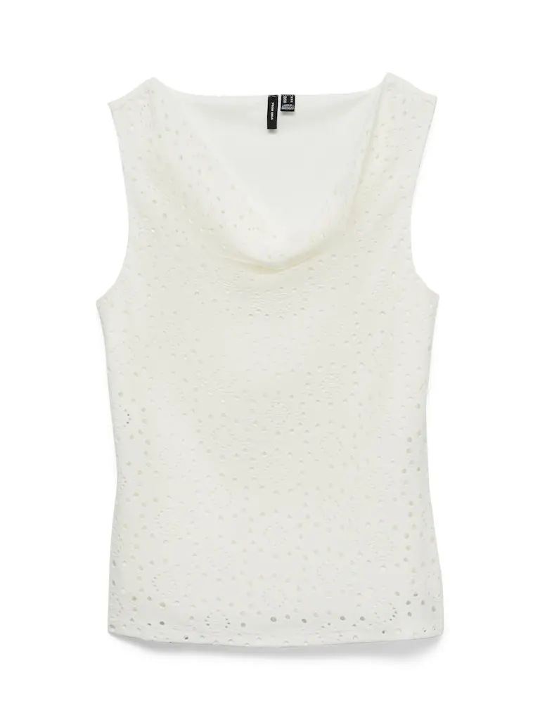 Vmtassa Liv Sleeveless Waterfall Top For Juniors In White 1