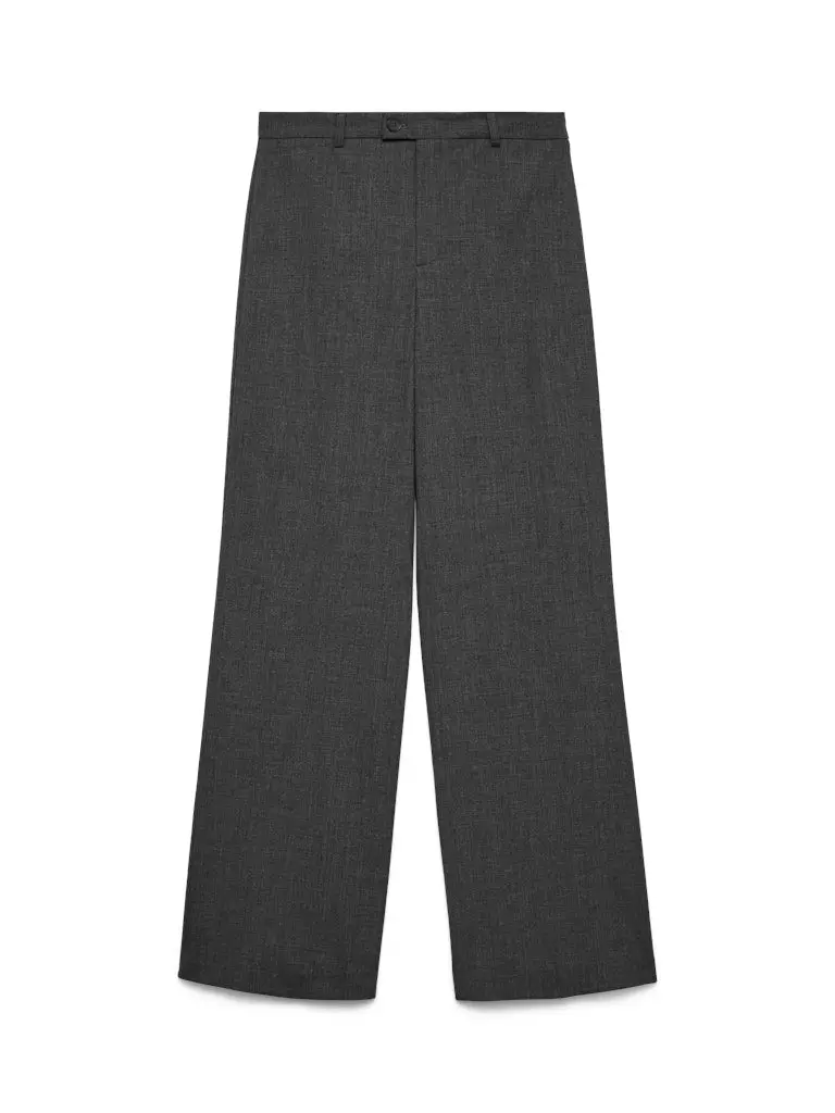 Vmtexas Mid-Rise Straight-Leg Wool-Blend Trousers In Heather Grey 1