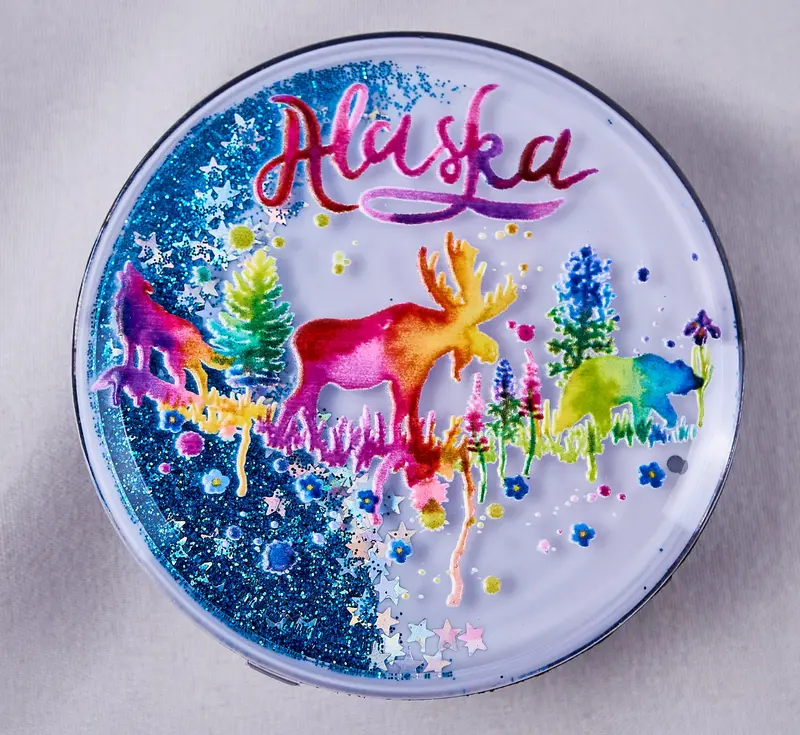 Watercolor Alaska Animals Glitter Magnet – Set Of 4 Unique Designs 1