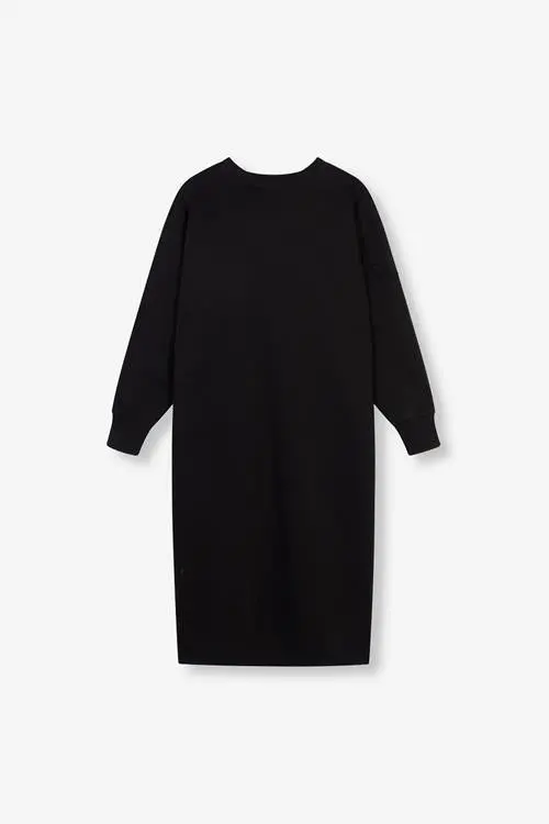 Women'S Knitted Black Midi Sweat Dress 1