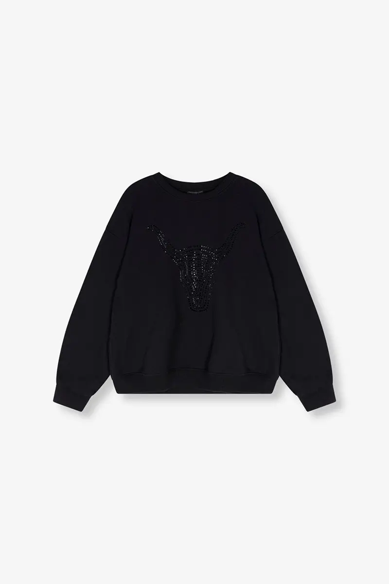 Women’S Knitted Sequin-Embellished Sweater In Black 1