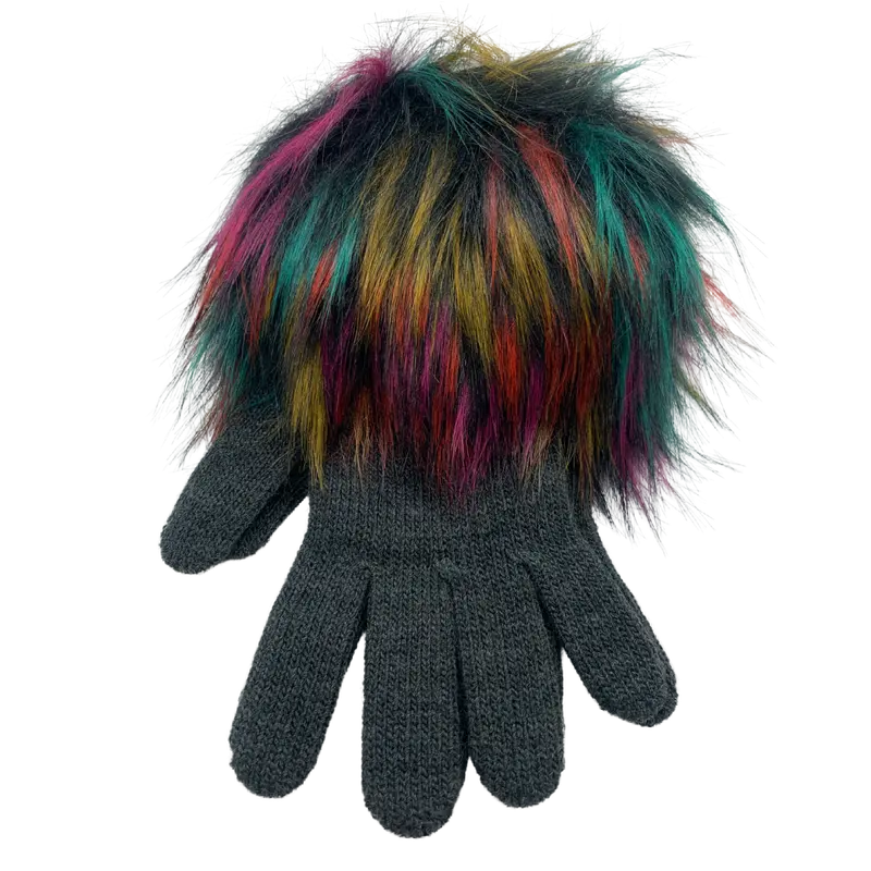 Wool Pom-Pom Cuff Knit Gloves 1
