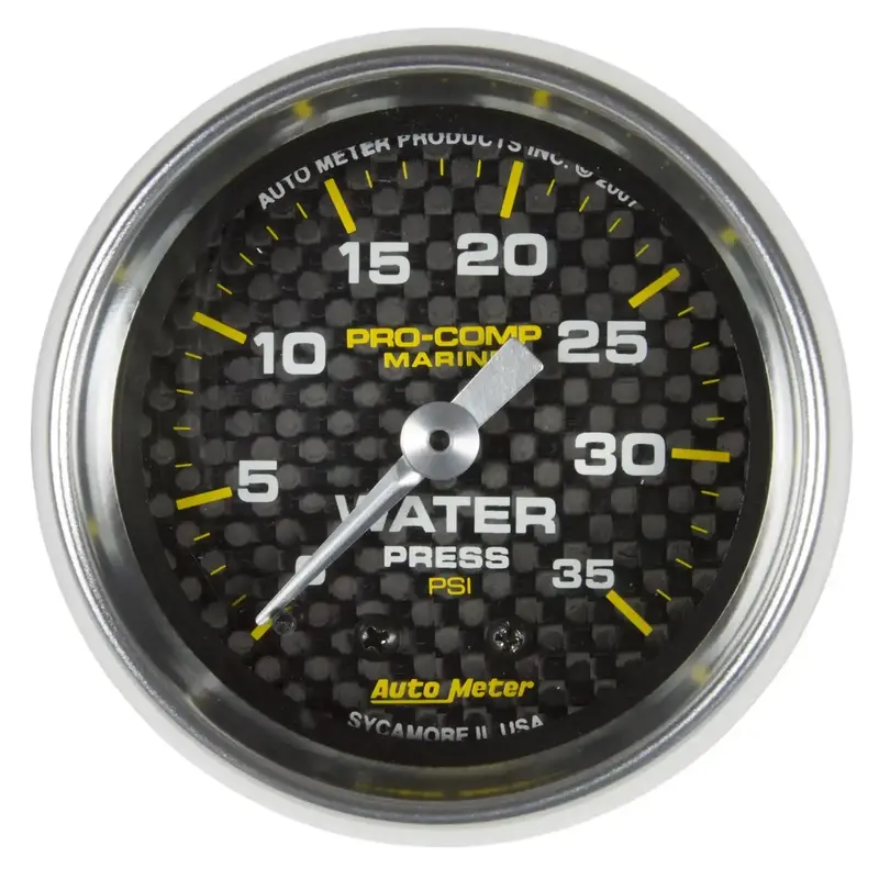 Autometer 200772-40 - Gauge, Water Press, 2 1/16", 35Psi, Mechanical, Marine Carbon Fiber 1