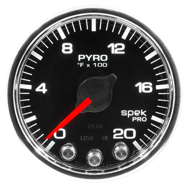 Autometer P31031 2-1/16" Egt Pyrometer Gauge – 2000°F, Stepper Motor, Peak Hold & Warning, Black/Chrome 1