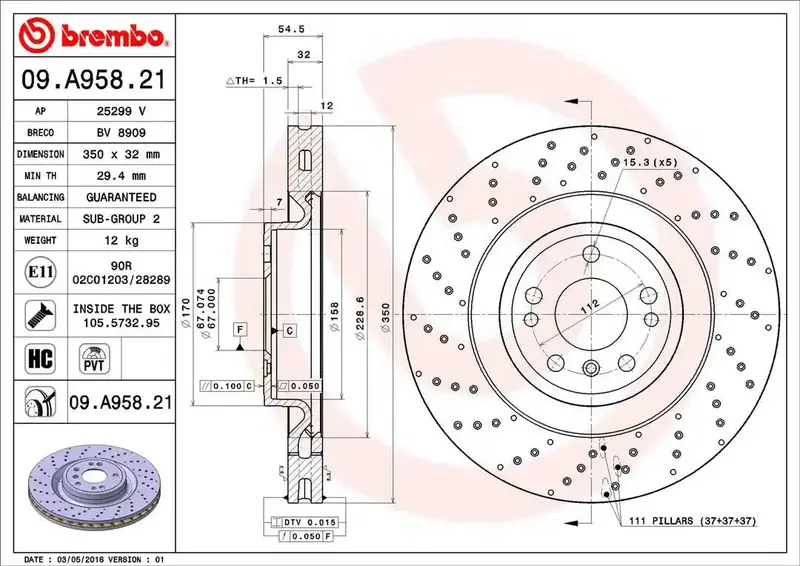 Brembo 09A95821C02 High-Performance Brake Rotor 1