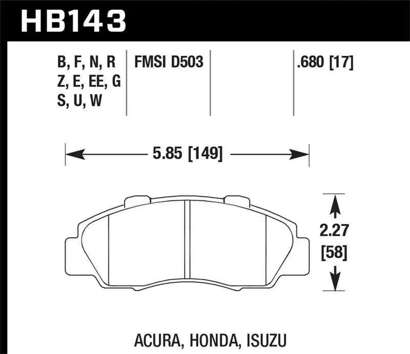 Hawk Performance Hb143G.680 Dtc-60 High-Performance Street Brake Pads – 0.680″ Thickness 1